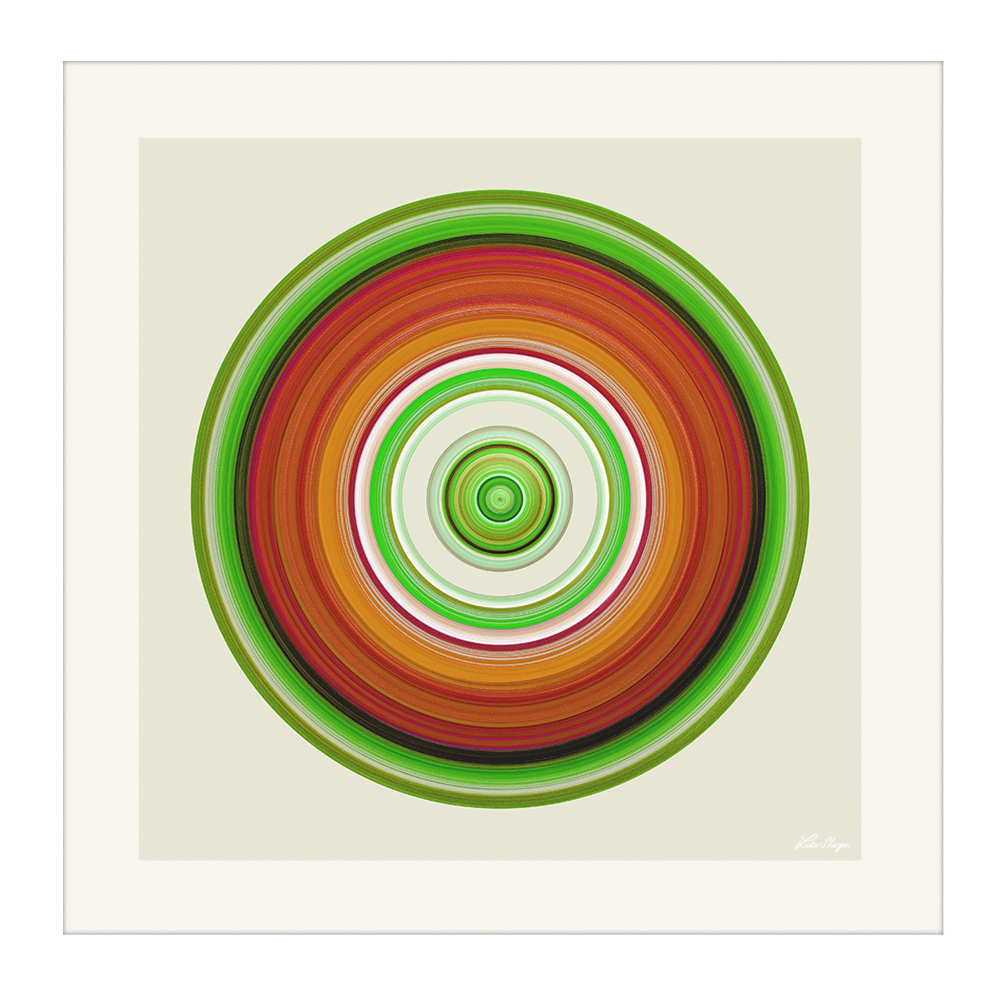 Earth toned circular grounding artwork.