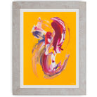 Radiant yellow abstract artwork with soft angel-wing brushstrokes in pink red and white symbolising warmth light and uplifting energy.